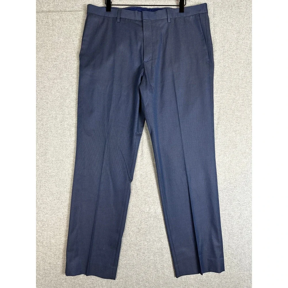 Banana Republic Dress Pants Mens 35x32 Blue Non-Iron Slim Fit Trousers‎